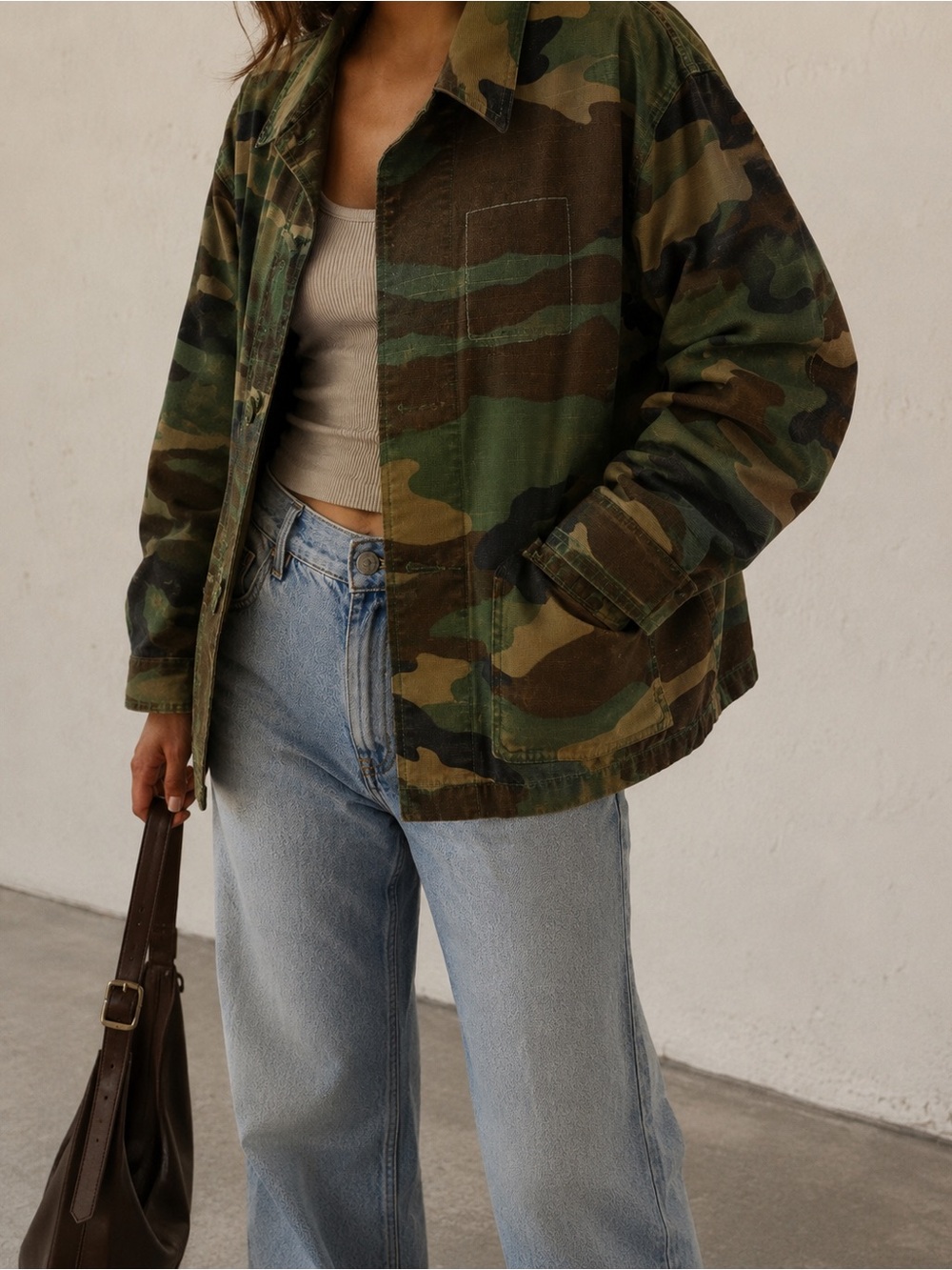 Vintage Woodland Camo Military Field Jacket